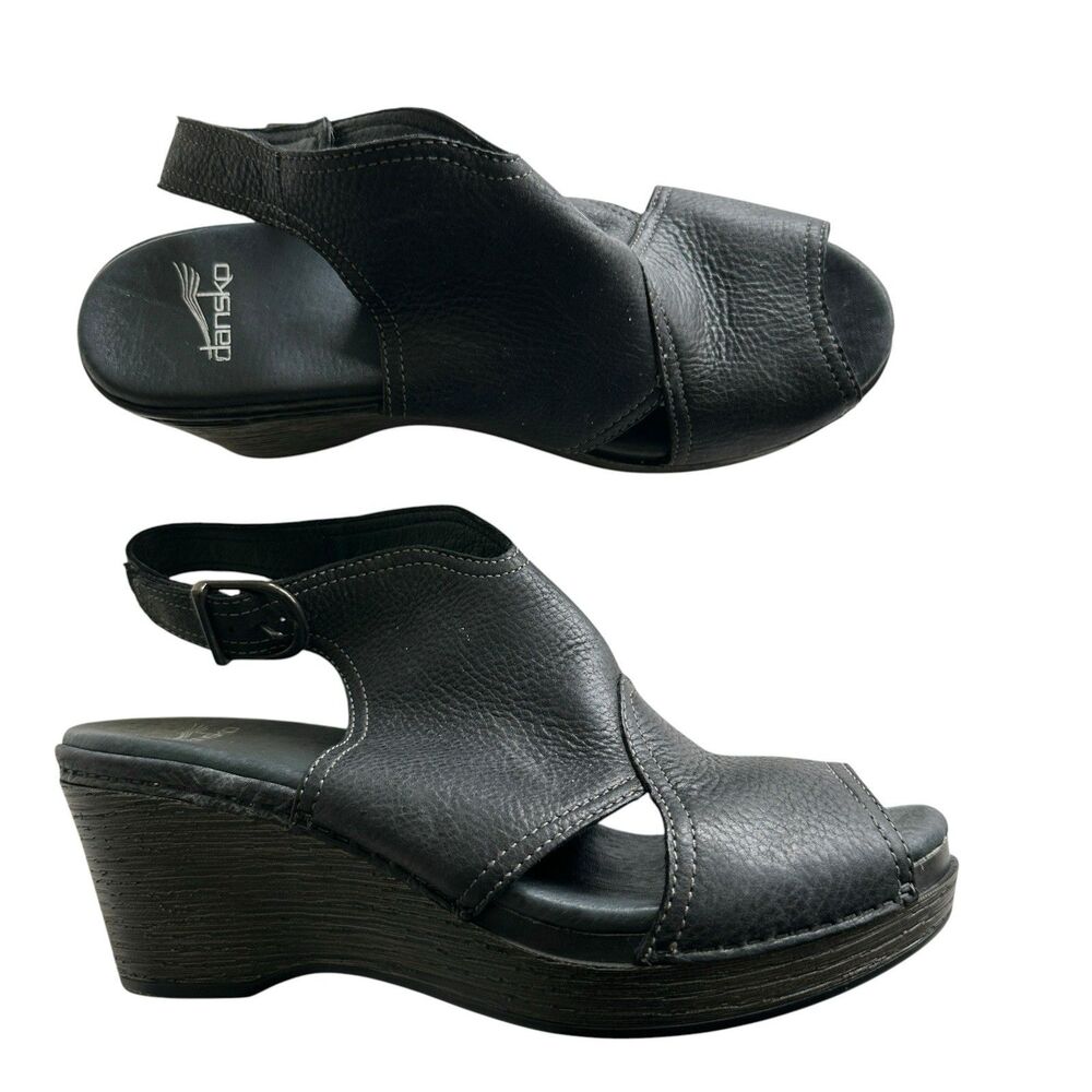DANSKO Vanda Wedge Sandals Sz 41 US 10.5- 11 Buckle Ankle Strap Women's